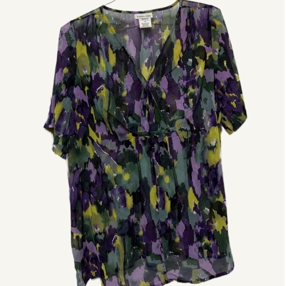 Chelsea Studio Multicolor Watercolor Sheer Blouse M - Excellent Condition